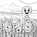 Field of Poppies Flower Coloring Pages for Relaxation 1