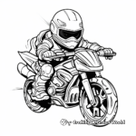 Páginas para colorear de Ninja feroz en moto para niños 1
