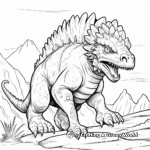 Fierce Pachycephalosaurus Battling with Other Dinosaurs Coloring Pages 4
