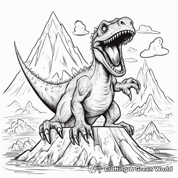 Dinosaur Volcano Coloring Pages - Free &amp; Printable!