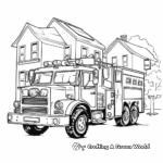 Fire Truck in Action: Fire-Scene Coloring Pages 1