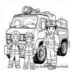 Firefighter and Fire Truck Team Coloring Pages 1