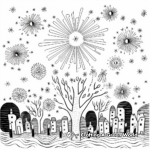 Fireworks Display Coloring Pages: Multiple Types of Fireworks 1