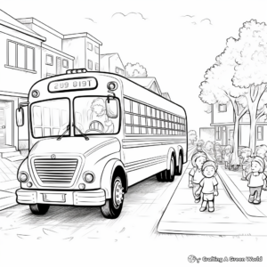 First Day of School Bus Scene Coloring Pages 4