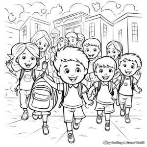First Day of School: Lunchtime Coloring Pages 1