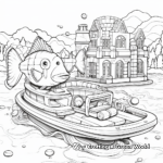 Fish & Ski Pontoon Boat Coloring Pages 3