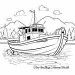 Fishing Boat in the Wild: Ocean-Scene Coloring Pages 1