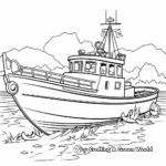 Fishing Boat in the Wild: Ocean-Scene Coloring Pages 4
