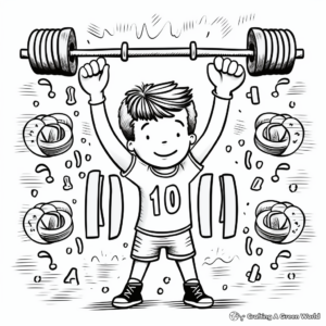 Fitness-themed 100 Exercises Coloring Pages 3