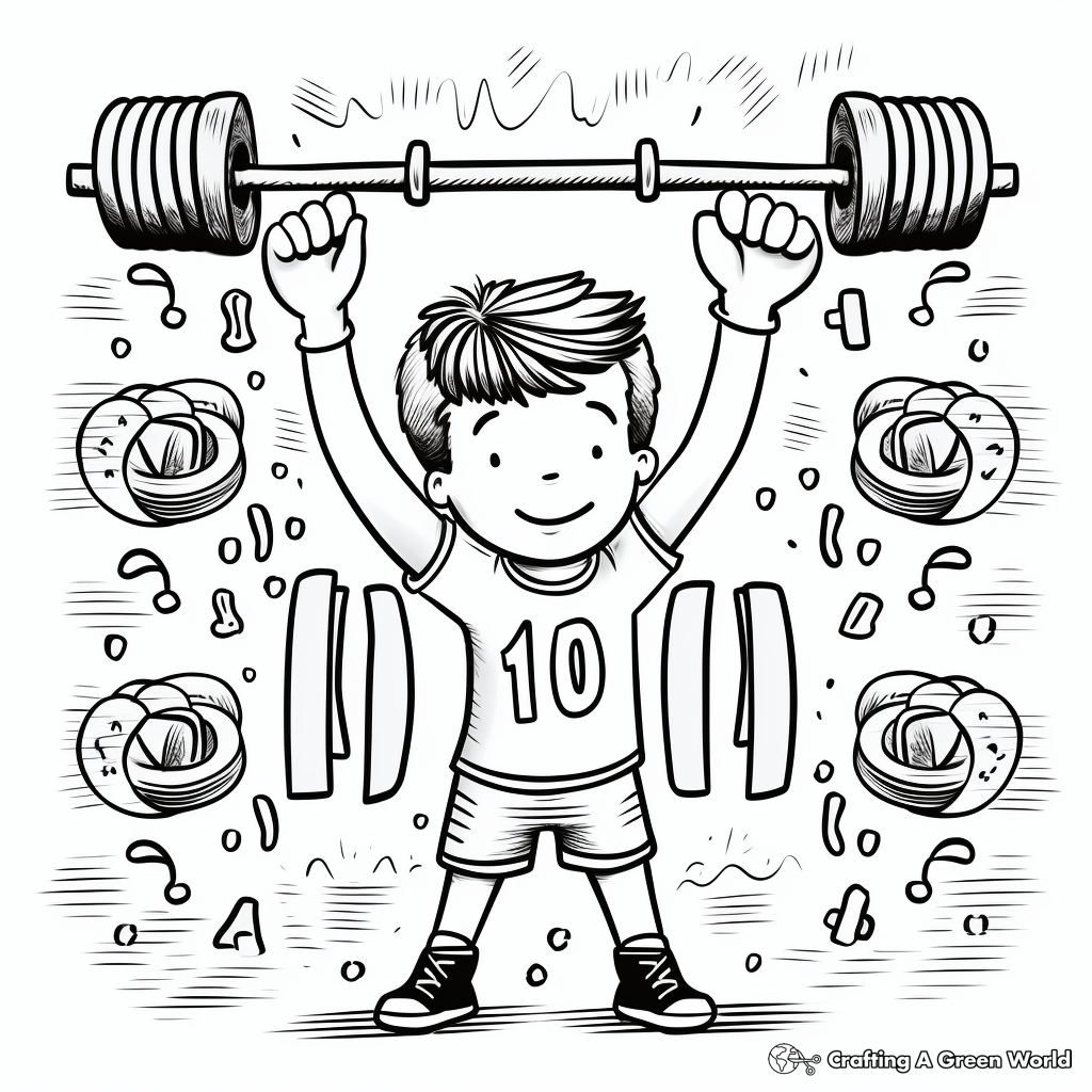 Fitness-themed 100 Exercises Coloring Pages 3