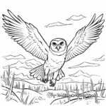 Flight Scene Snowy Owl Coloring Pages 1
