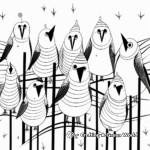 Flock of Cardinals Winter Coloring Pages 1