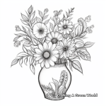 Floral Arrangement: Daisy Vase Coloring Pages 1