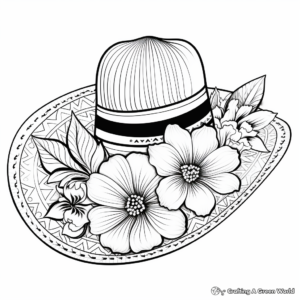 Floral-Embellished Sombrero Coloring Pages 3