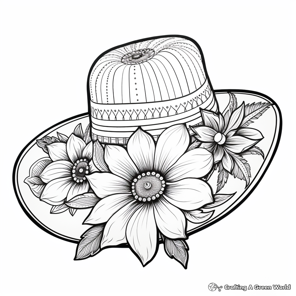 Floral-Embellished Sombrero Coloring Pages 4