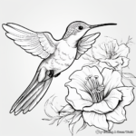 Flower and Hummingbird: Nature-Scene Coloring Pages 2