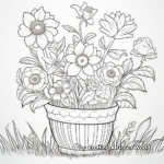 Flower Basket in the Garden: Scene Coloring Pages 3