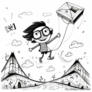 Flying High Kite Coloring Pages 3