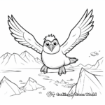 Flying Penguin Above The Iceberg Coloring Pages 2