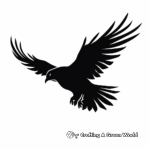 Flying Raven Silhouette Coloring Pages 3