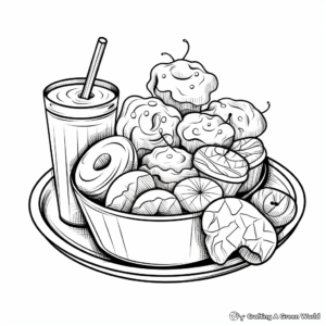 Food and Drinks Blank Coloring Sheets 1