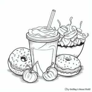Food and Drinks Blank Coloring Sheets 2