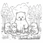 Forest Scene: Bear Family Picnic Coloring Pages 3