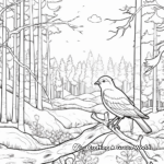 Escena del bosque: Páginas para colorear del hábitat del cuervo 1