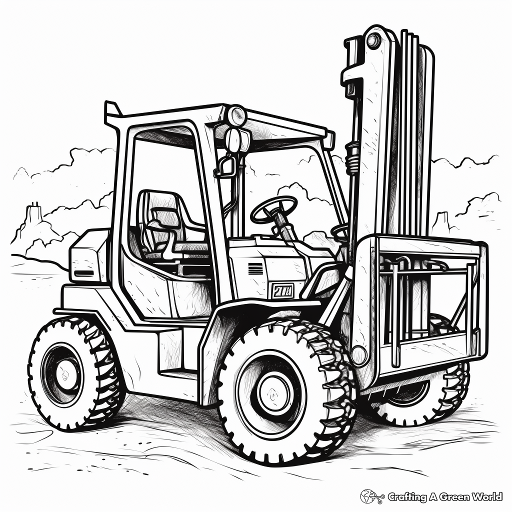 Forklift in Action Coloring Pages 1