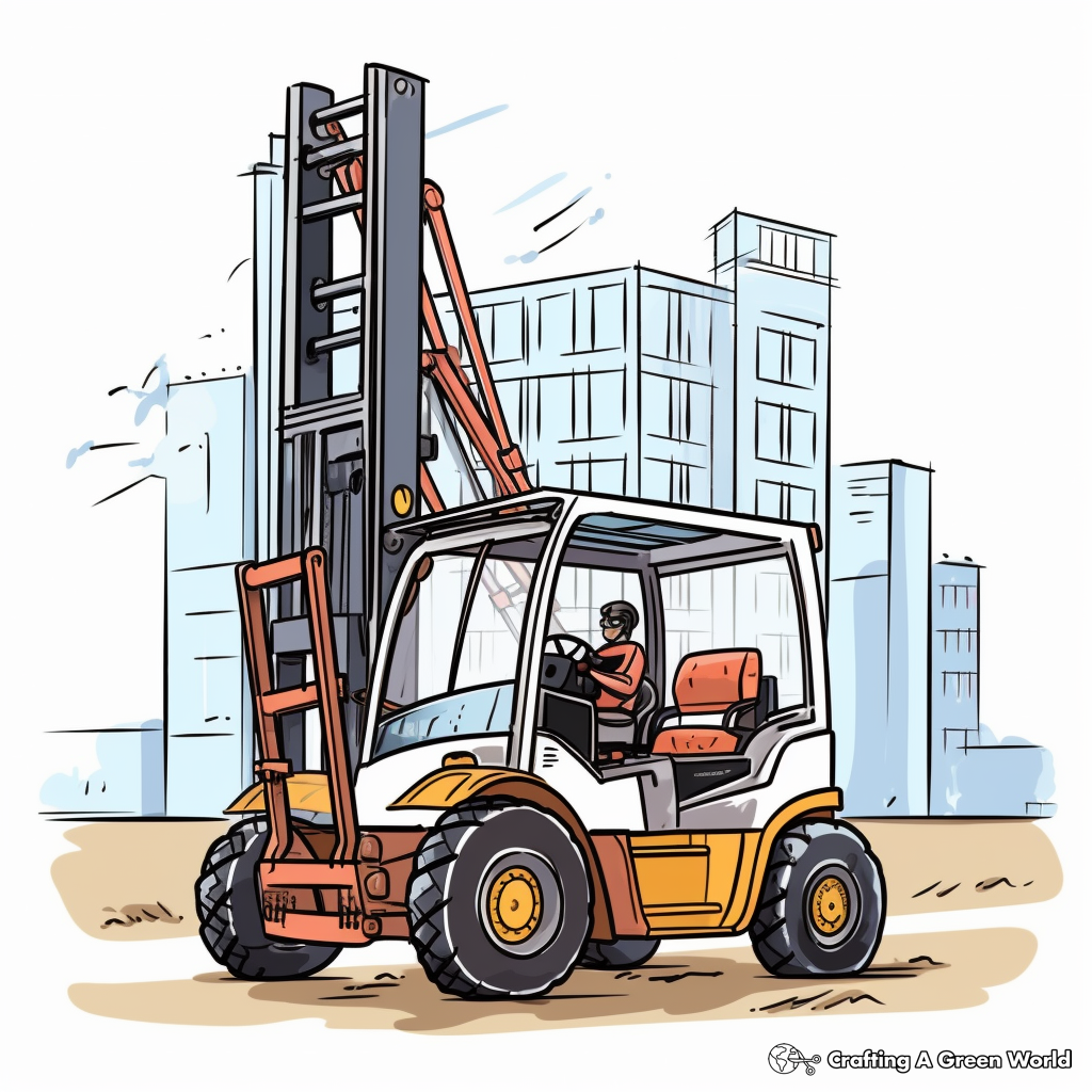 Forklift in Action Coloring Pages 3