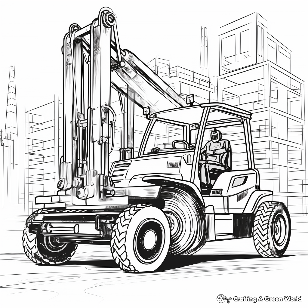 Forklift in Action Coloring Pages 4
