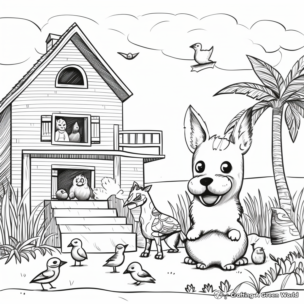 Friendly Animals Enjoying Spring Break Coloring Pages 1