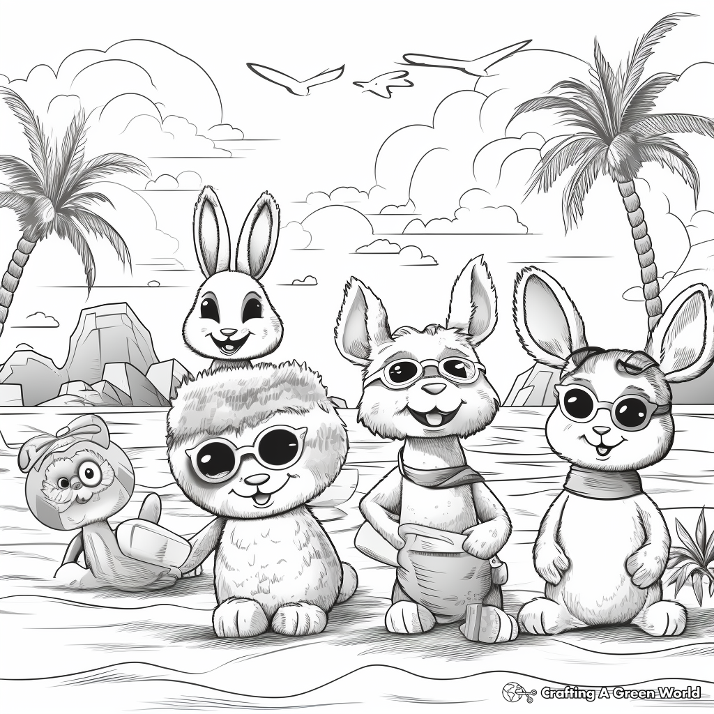 Friendly Animals Enjoying Spring Break Coloring Pages 3