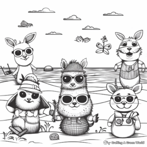 Friendly Animals Enjoying Spring Break Coloring Pages 4