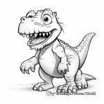 Friendly T Rex Cartoon Coloring Page 4