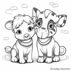Friendly Valentine's Day Animal Pairs Coloring Pages 1