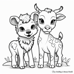 Friendly Valentine's Day Animal Pairs Coloring Pages 4