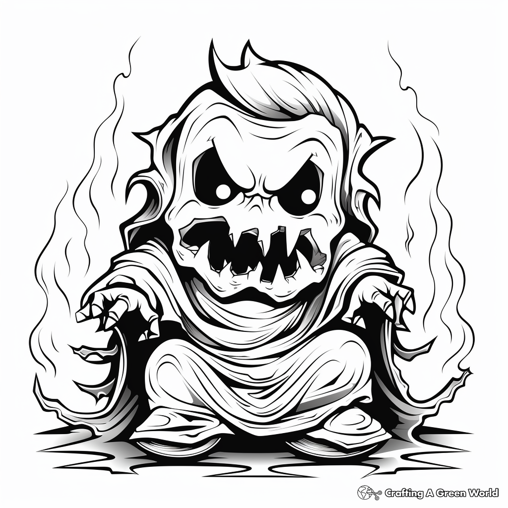 Frightening Ghost Coloring Pages 3
