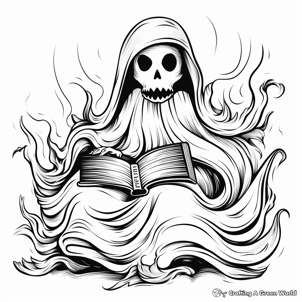 Frightening Ghost Coloring Pages 4