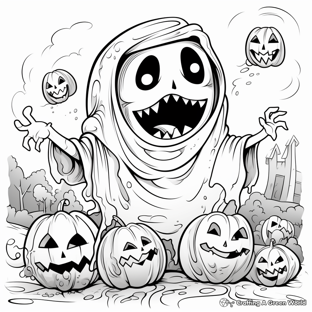 Frightful Ghost Coloring Pages for Halloween 1