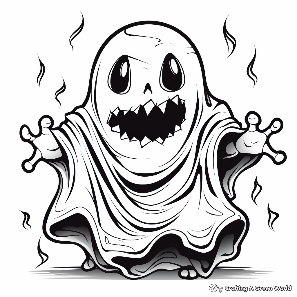 Frightful Ghost Coloring Pages for Halloween 2