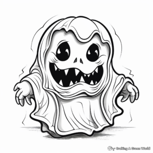 Frightful Ghost Coloring Pages for Halloween 4
