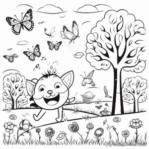 Frolicking Animals in Spring April Coloring Pages 4