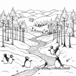 Frolicking Penguins Winter Coloring Pages 2