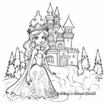 Frosty Ice Castle with Winter Princess Coloring Pages 1