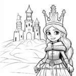 Frosty Ice Castle with Winter Princess Coloring Pages 2