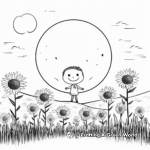 Full Moon and Flower Field Coloring Pages 1