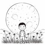 Full Moon and Flower Field Coloring Pages 2
