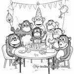 Fun and Lively Chimpanzee Party Coloring Pages 1
