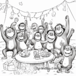 Fun and Lively Chimpanzee Party Coloring Pages 2